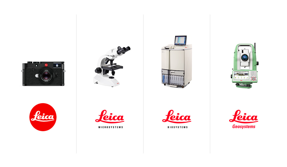 Logos of the four Leica companies