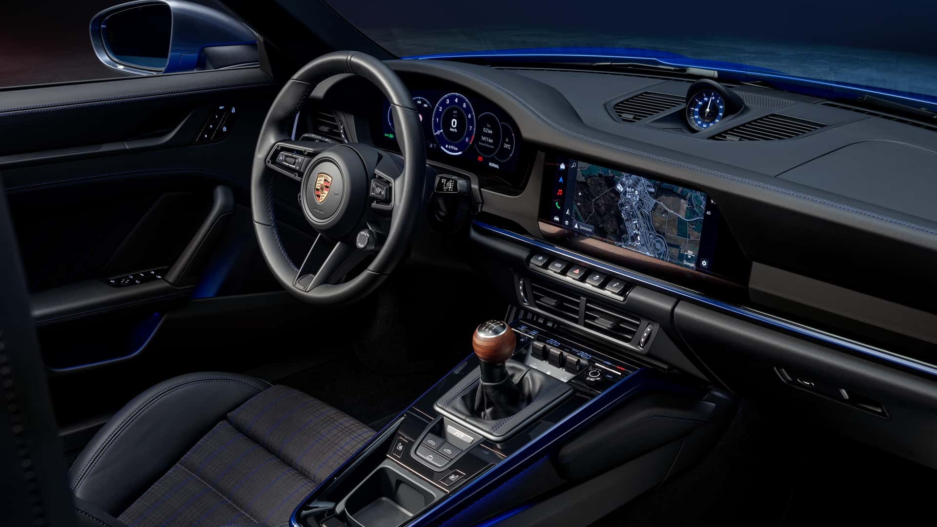Porsche 911 interior with manual gearbox